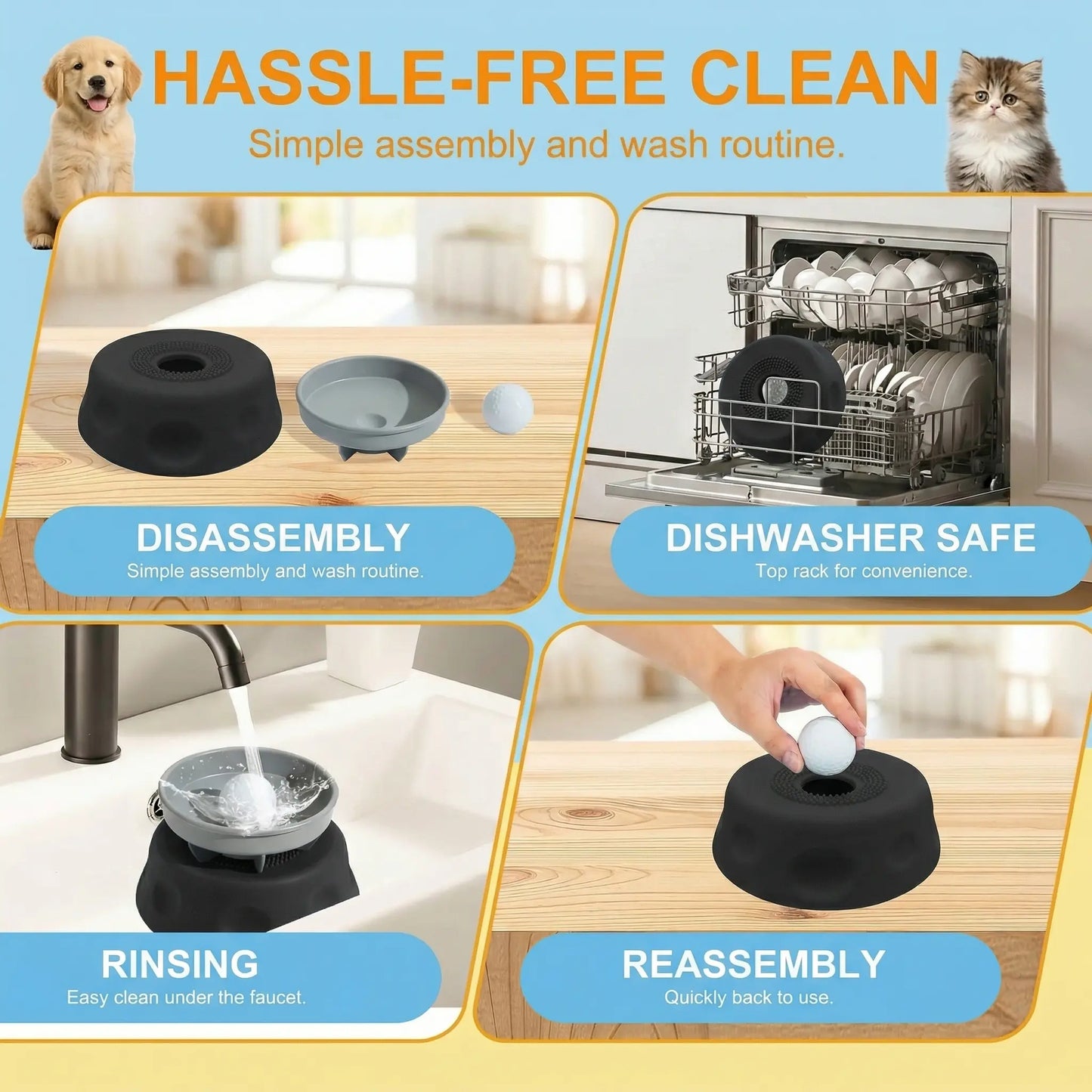 3-In-1 Suction Dog Lick Bowl with Rolling Ball & Brush, Mess-Free Slow Feeder for Liquid Treats & Yogurt, Anti-Slip Pet Lick Bowl