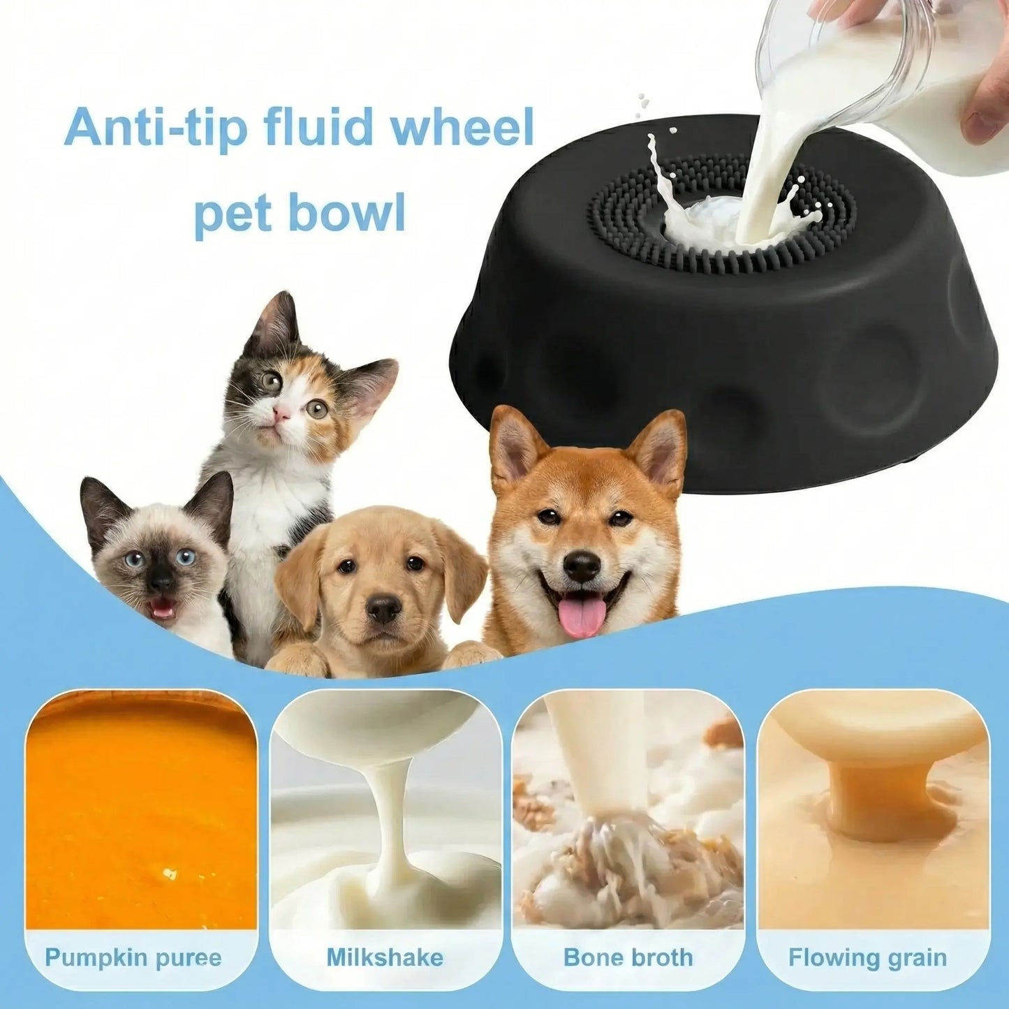 3-In-1 Suction Dog Lick Bowl with Rolling Ball & Brush, Mess-Free Slow Feeder for Liquid Treats & Yogurt, Anti-Slip Pet Lick Bowl
