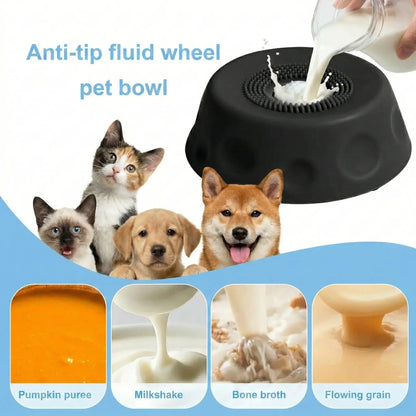 3-In-1 Suction Dog Lick Bowl with Rolling Ball & Brush, Mess-Free Slow Feeder for Liquid Treats & Yogurt, Anti-Slip Pet Lick Bowl