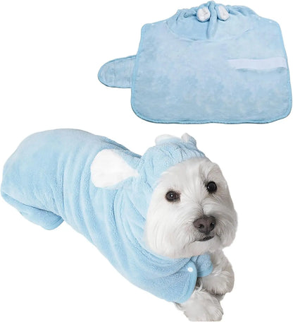 Quick-Drying Dog Bathrobe, Dog Bath Robe with Hood,Pet Dressing Gown with Adjustable Belly Band, Super-Absorbent Super-Soft Fabric,Quick Dry Dog Bathrobe for Small Medium Dogs & Cats,Reduces Drying Time