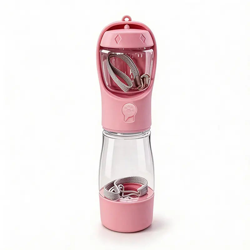3 in 1 Pet Water Bottle 20 Oz - Leak Proof Portable Dog Water Container with Poop Bag Dispenser for Travel, Hiking & Outdoor Activities Holder