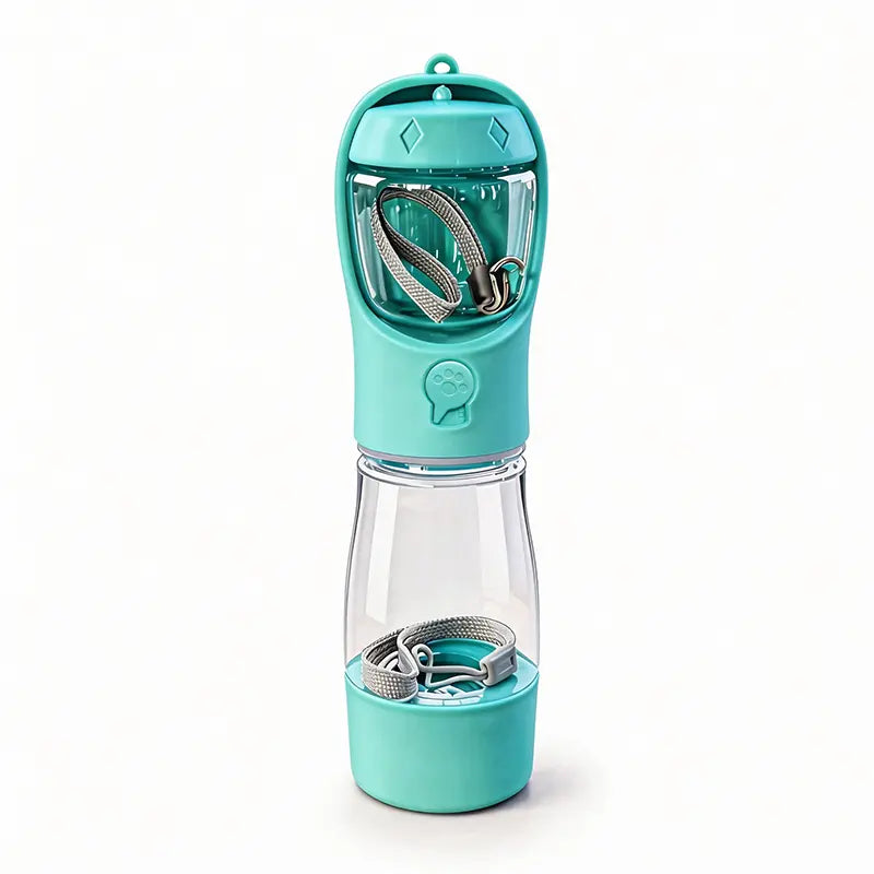 3 in 1 Pet Water Bottle 20 Oz - Leak Proof Portable Dog Water Container with Poop Bag Dispenser for Travel, Hiking & Outdoor Activities Holder