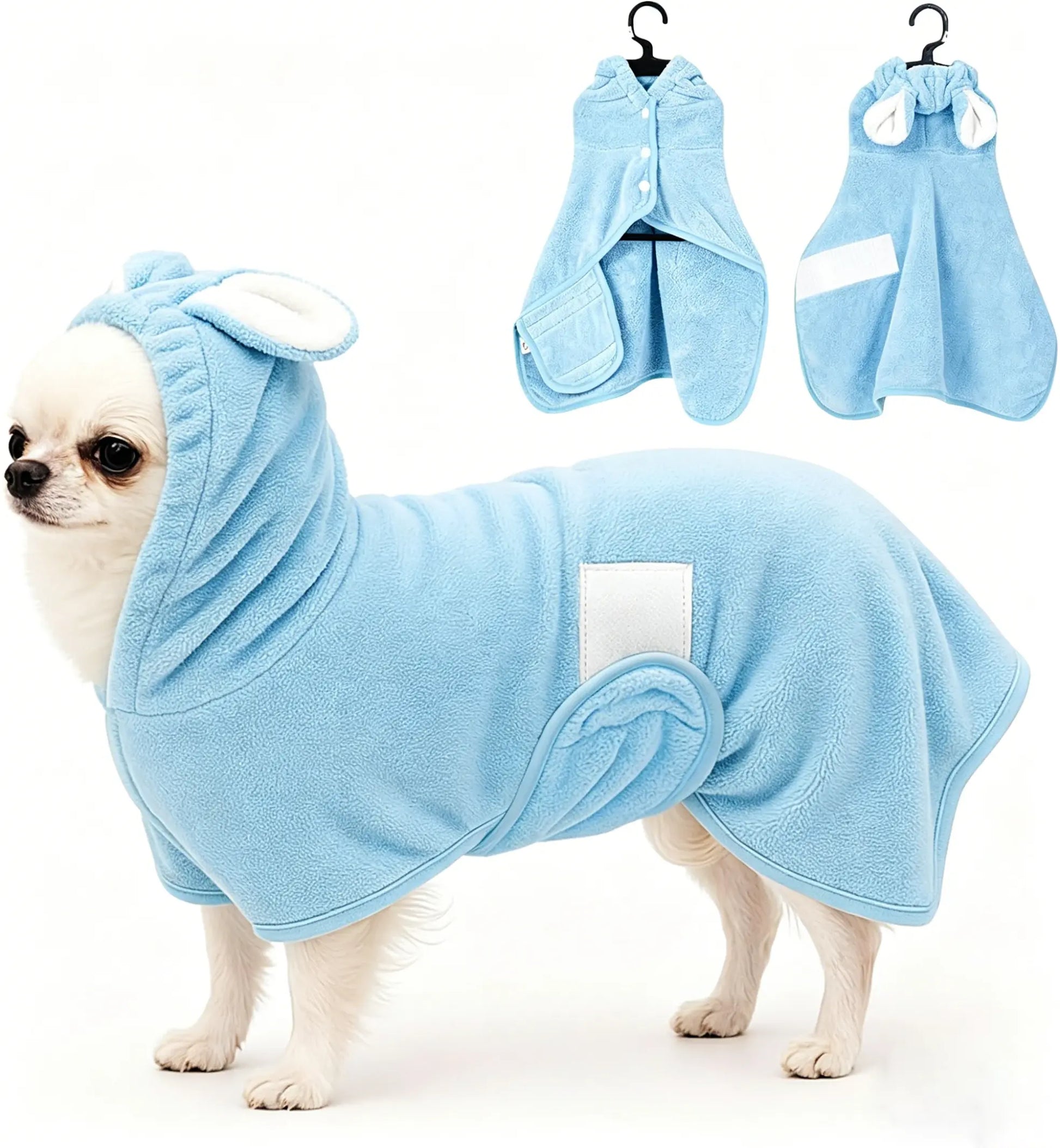 Quick-Drying Dog Bathrobe, Dog Bath Robe with Hood,Pet Dressing Gown with Adjustable Belly Band, Super-Absorbent Super-Soft Fabric,Quick Dry Dog Bathrobe for Small Medium Dogs & Cats,Reduces Drying Time