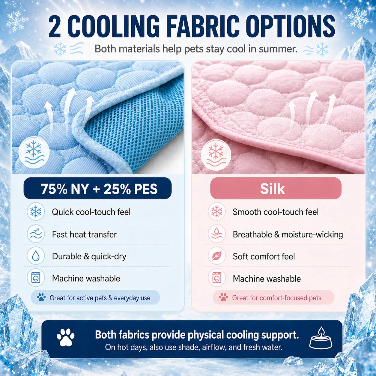 Breathable Ice Silk Pet Cooling Mat | Summer Cold Bed for Dogs & Cats