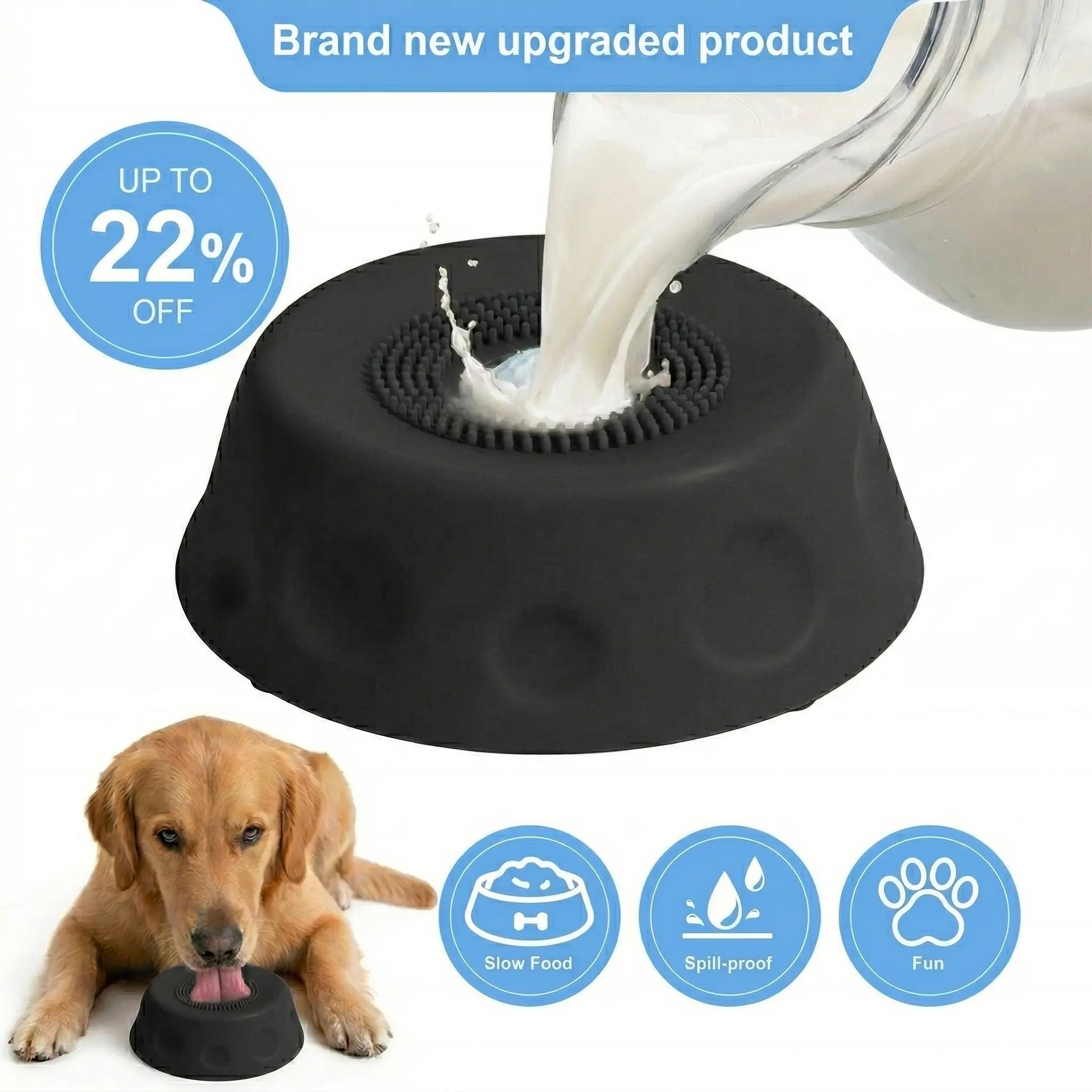 3-In-1 Suction Dog Lick Bowl with Rolling Ball & Brush, Mess-Free Slow Feeder for Liquid Treats & Yogurt, Anti-Slip Pet Lick Bowl