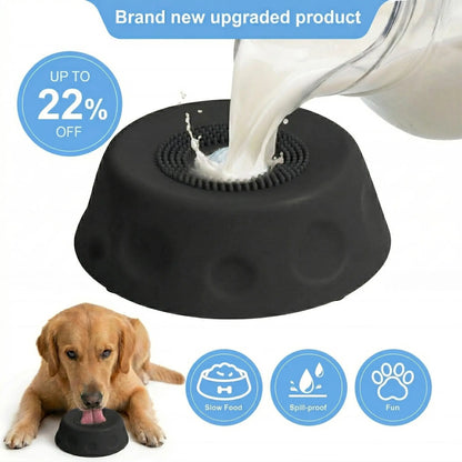 3-In-1 Suction Dog Lick Bowl with Rolling Ball & Brush, Mess-Free Slow Feeder for Liquid Treats & Yogurt, Anti-Slip Pet Lick Bowl