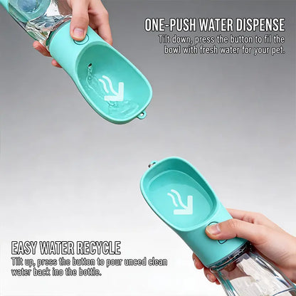 3 in 1 Pet Water Bottle 20 Oz - Leak Proof Portable Dog Water Container with Poop Bag Dispenser for Travel, Hiking & Outdoor Activities Holder